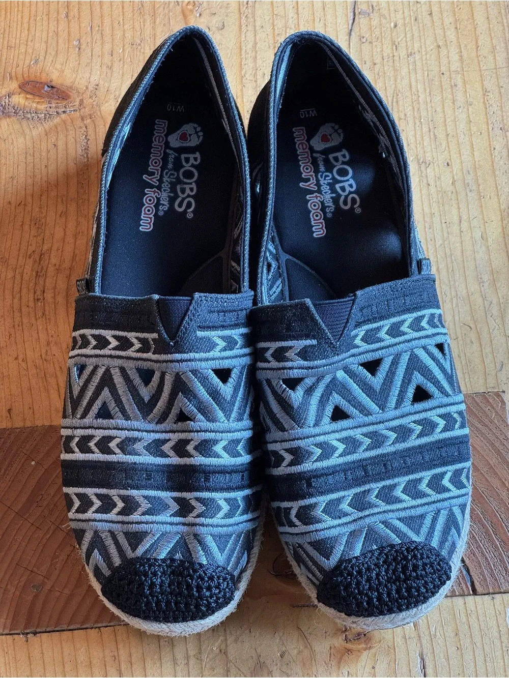 BOBS by Skechers Black & Gray Slip-On Espadrille Shoe